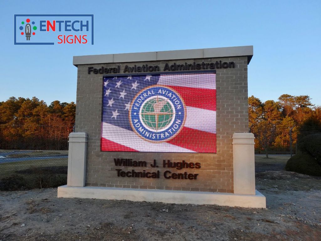 LED Sign Grabs Attention of Visitors and Employees to Inform them of Important Information at FAA Entrance!
