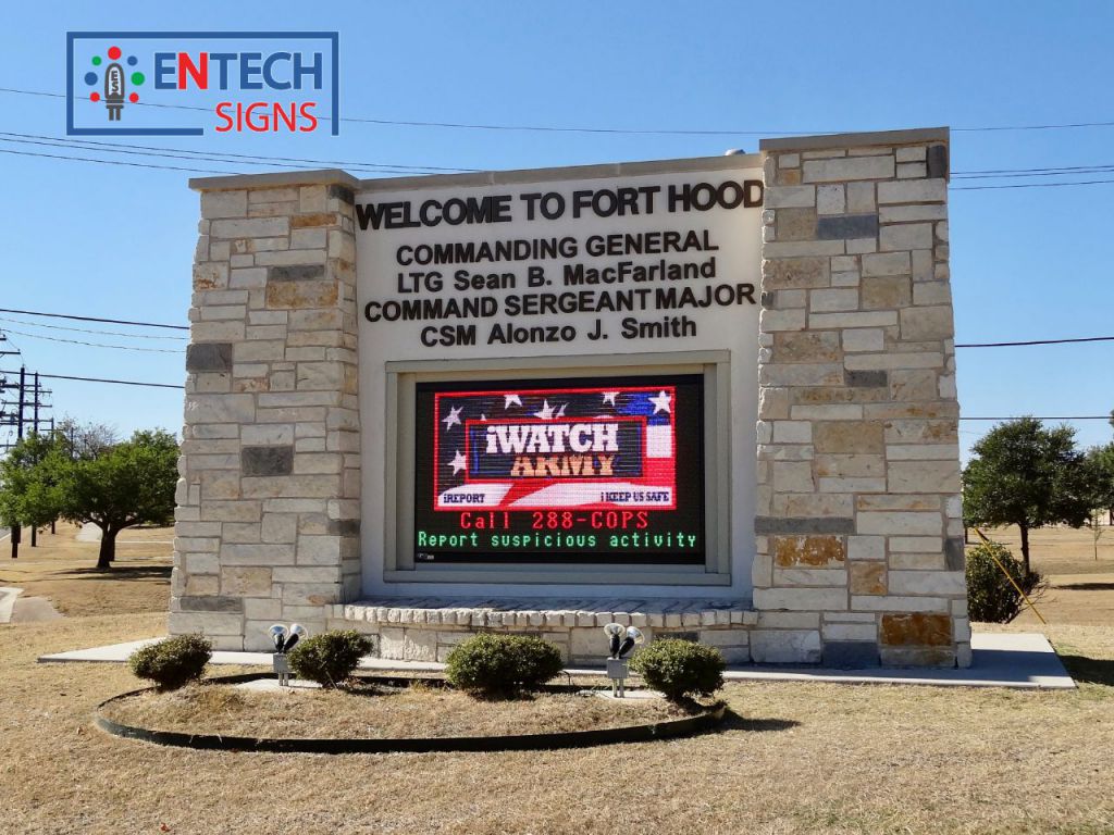Entech Signs - Alpha-LED - Gallery | Fort Hood Main Entrance - Army LED
